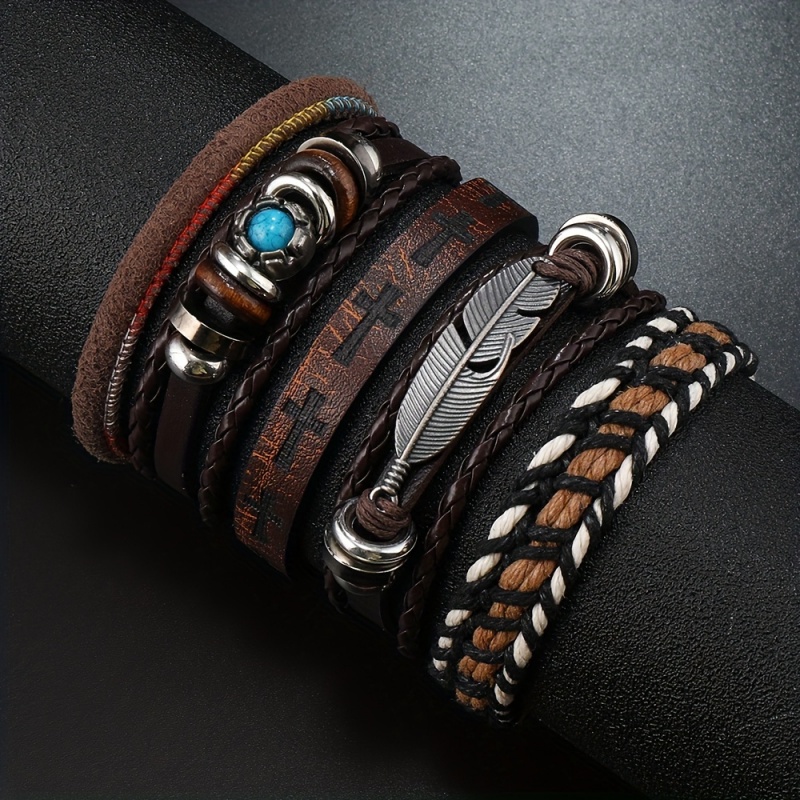 Men Accessories Look - Miss JQ 6 Adet/takım Vintage PU