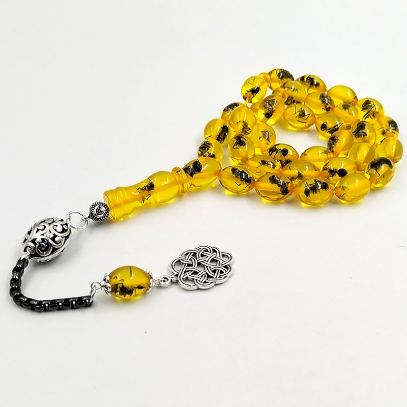 Men Accessories Hk - Tesbih erkekler Sarı reçine Gerçek böcek